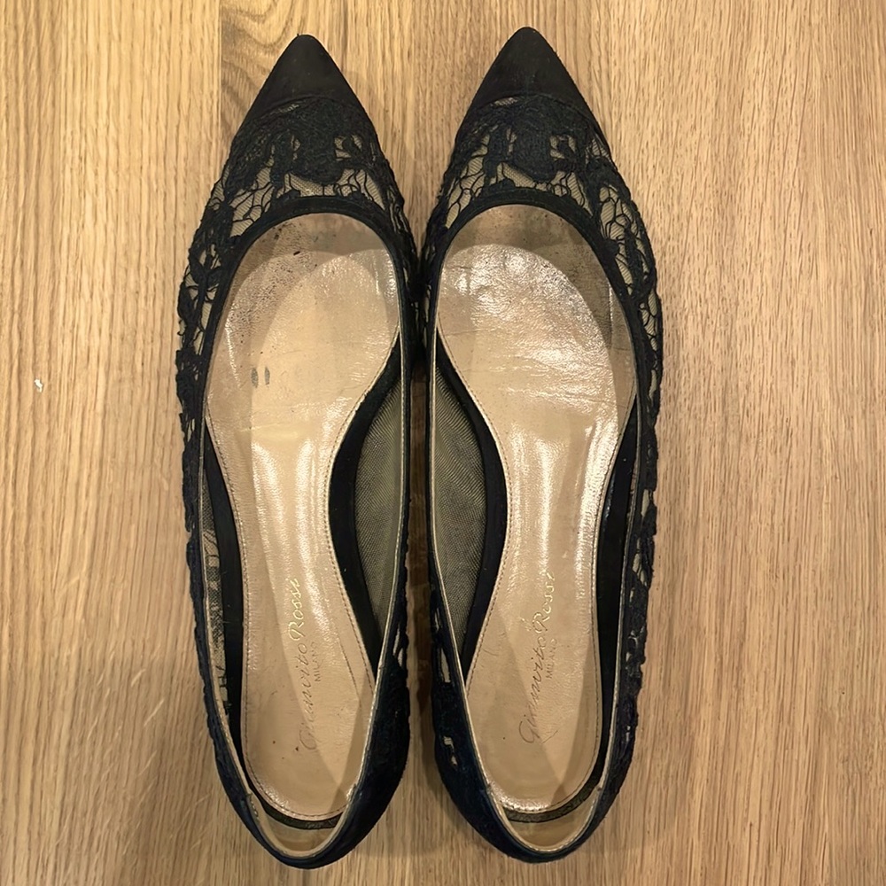 Gianvito Rossi Lace Ballet Flats, Color Black, Size 39